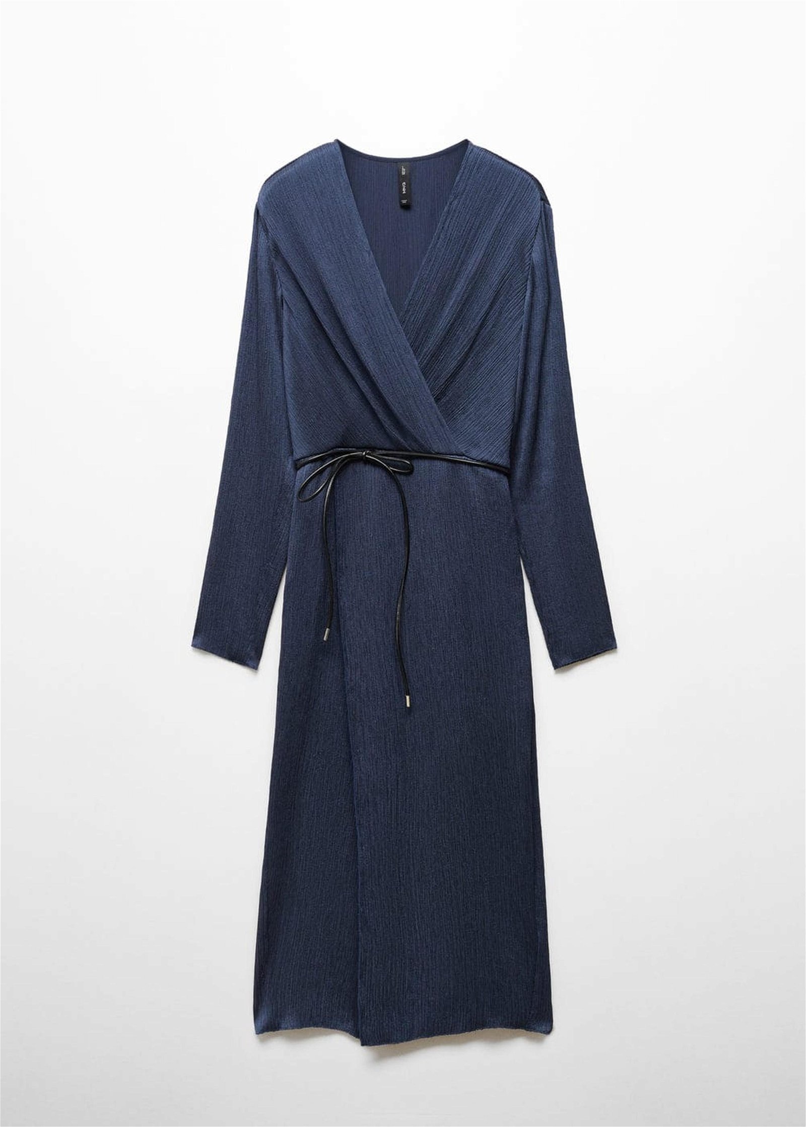 Mango Kadın Kemerli Anvelop Elbise Gece Mavisi