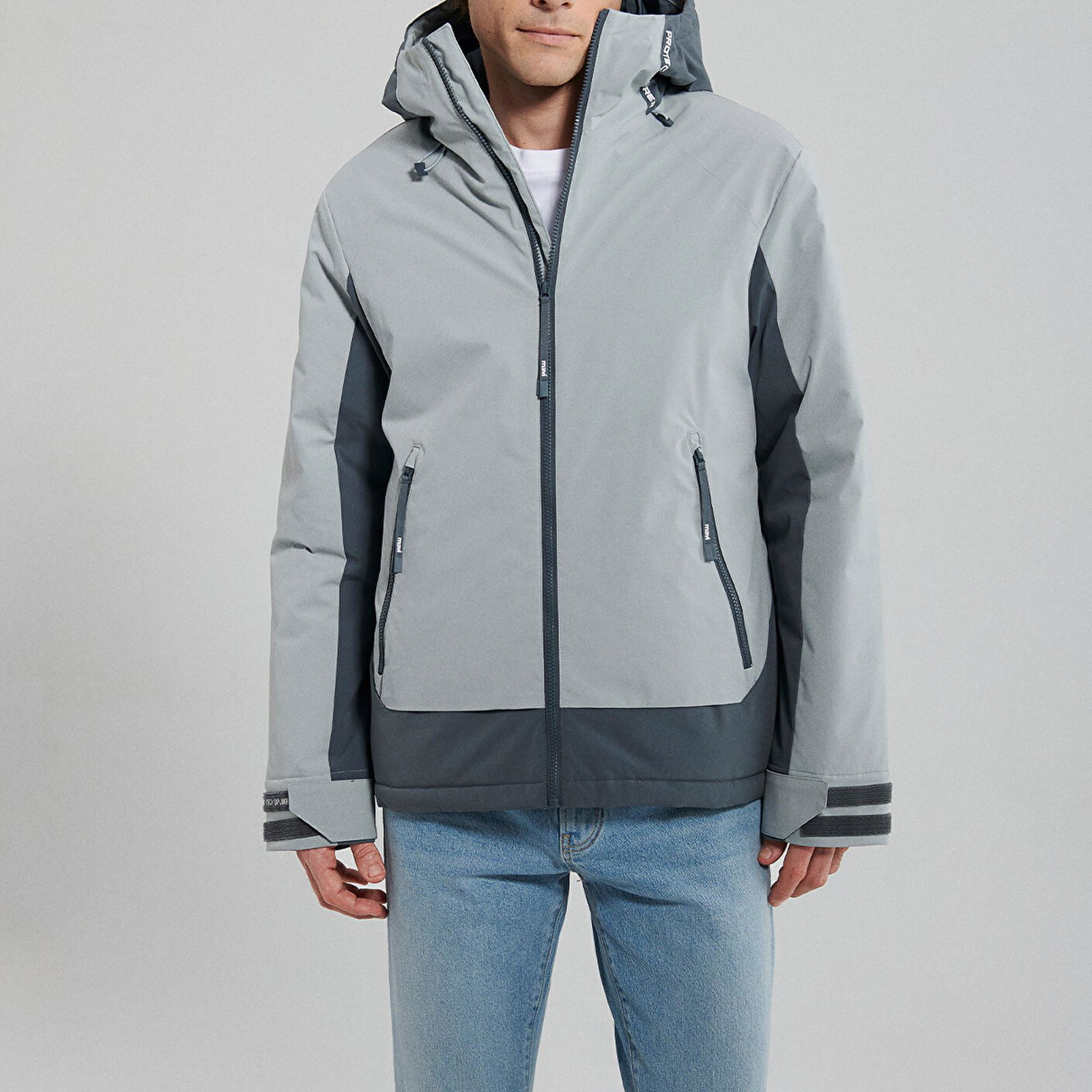 Mavi Kapüşonlu Gri Ceket Regular Fit / Normal Kesim 0110329-80776
