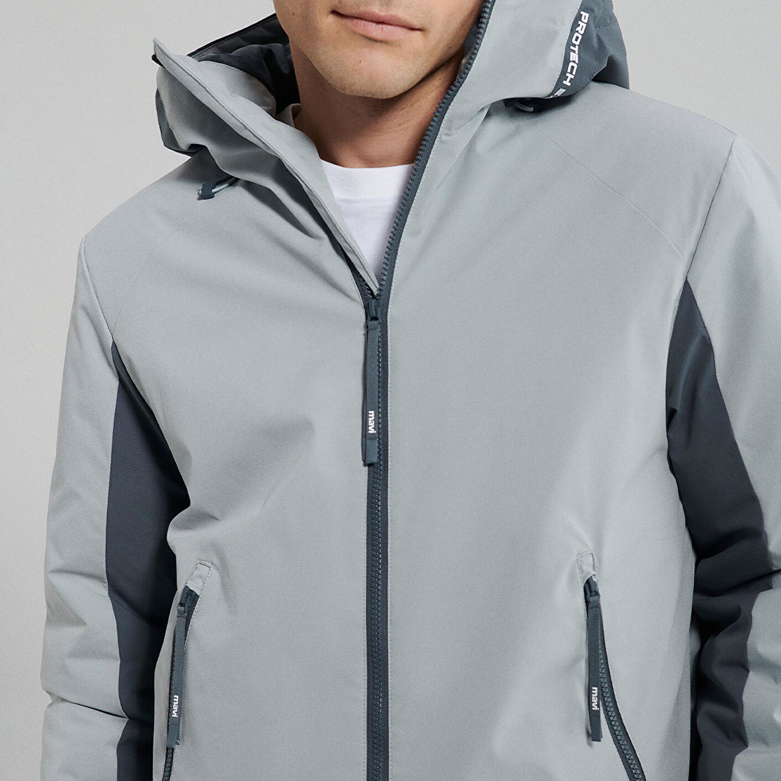 Mavi Kapüşonlu Gri Ceket Regular Fit / Normal Kesim 0110329-80776