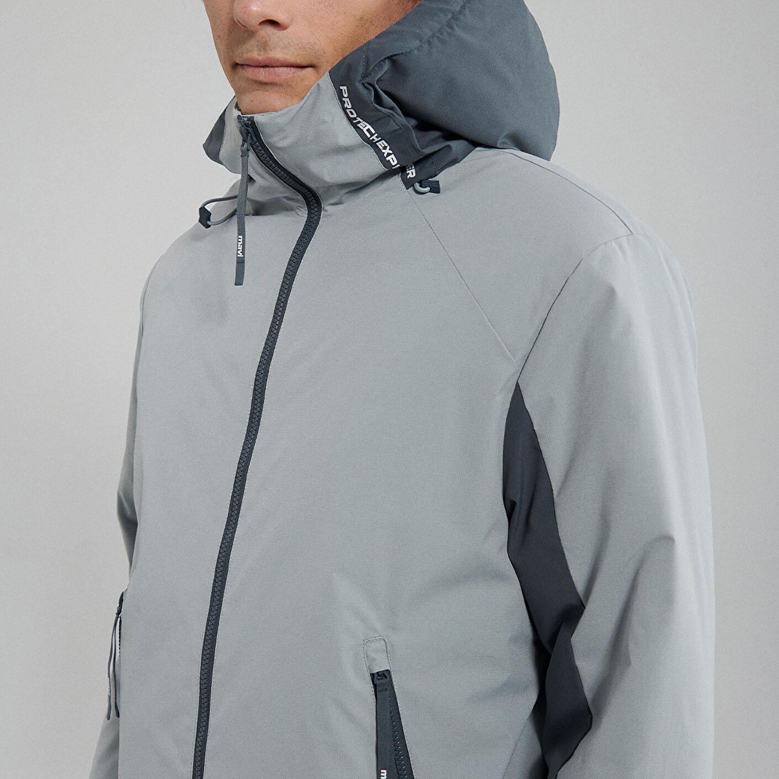 Mavi Kapüşonlu Gri Ceket Regular Fit / Normal Kesim 0110329-80776