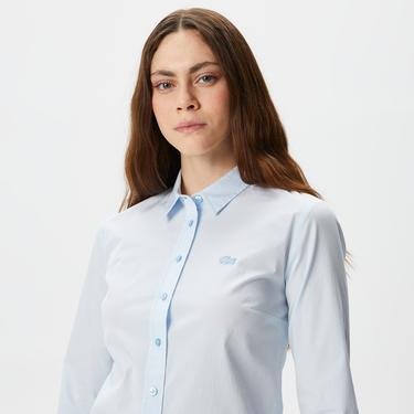  Lacoste Kadın Slim Fit Mavi Gömlek