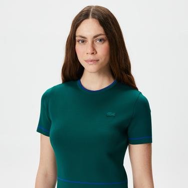  Lacoste Kadın Flare Fit Yeşil Elbise