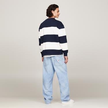  Tommy Jeans Relax Cut & Sew Letter Crew Erkek Mavi Sweatshirt