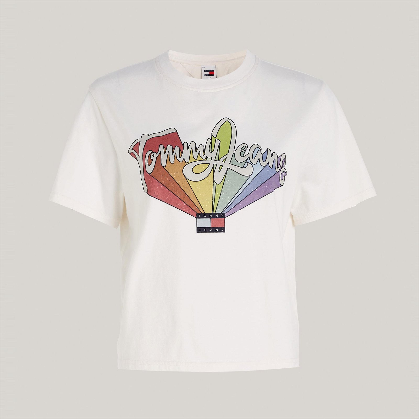 Tommy Jeans Rainbow Flag Kadın Beyaz T-Shirt