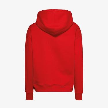  Tommy Jeans Badge Hoodie Kadın Kırmızı Sweatshirt