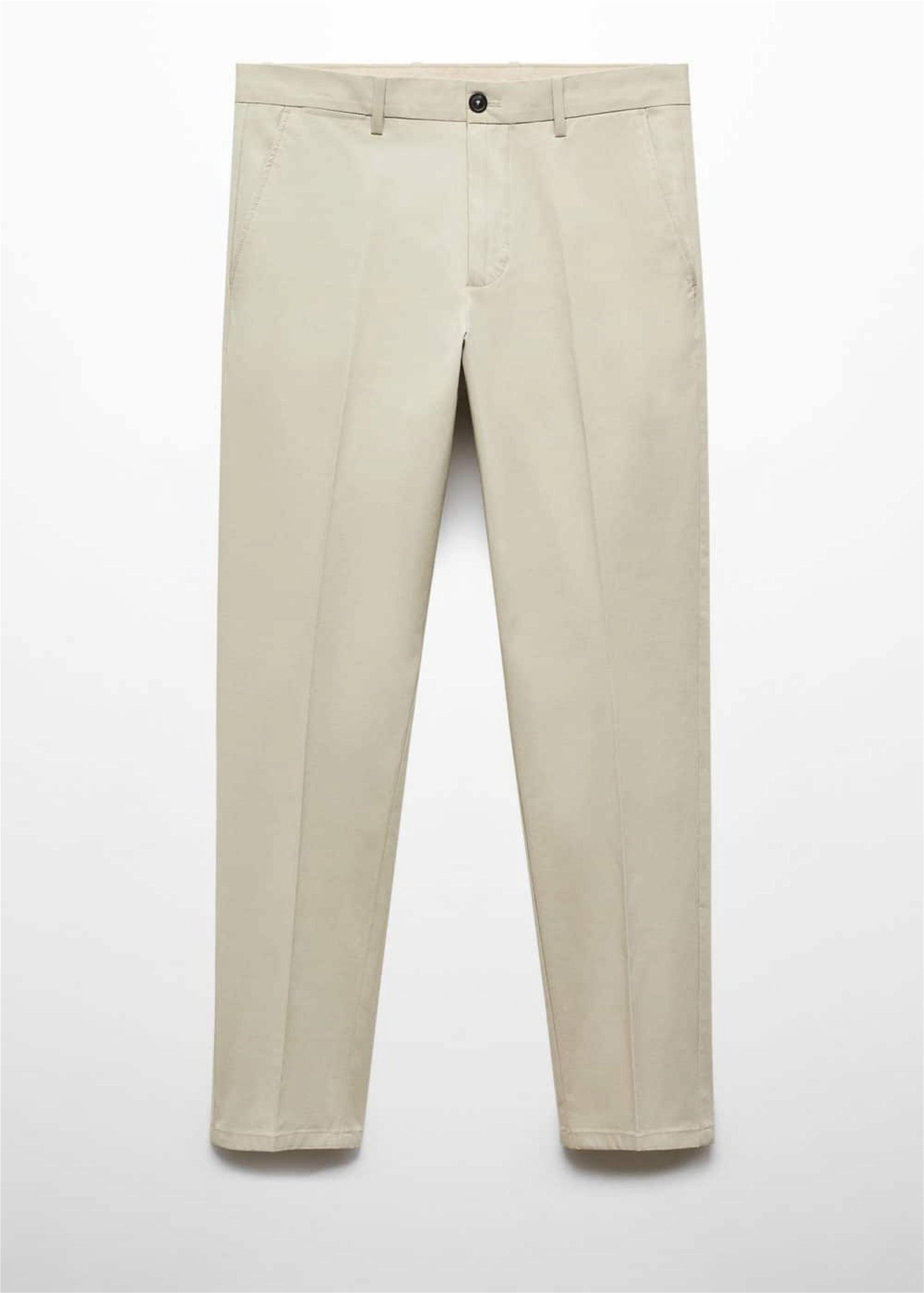 Mango Erkek Regular Fit Pamuklu Pantolon Açık/Pastel Gri