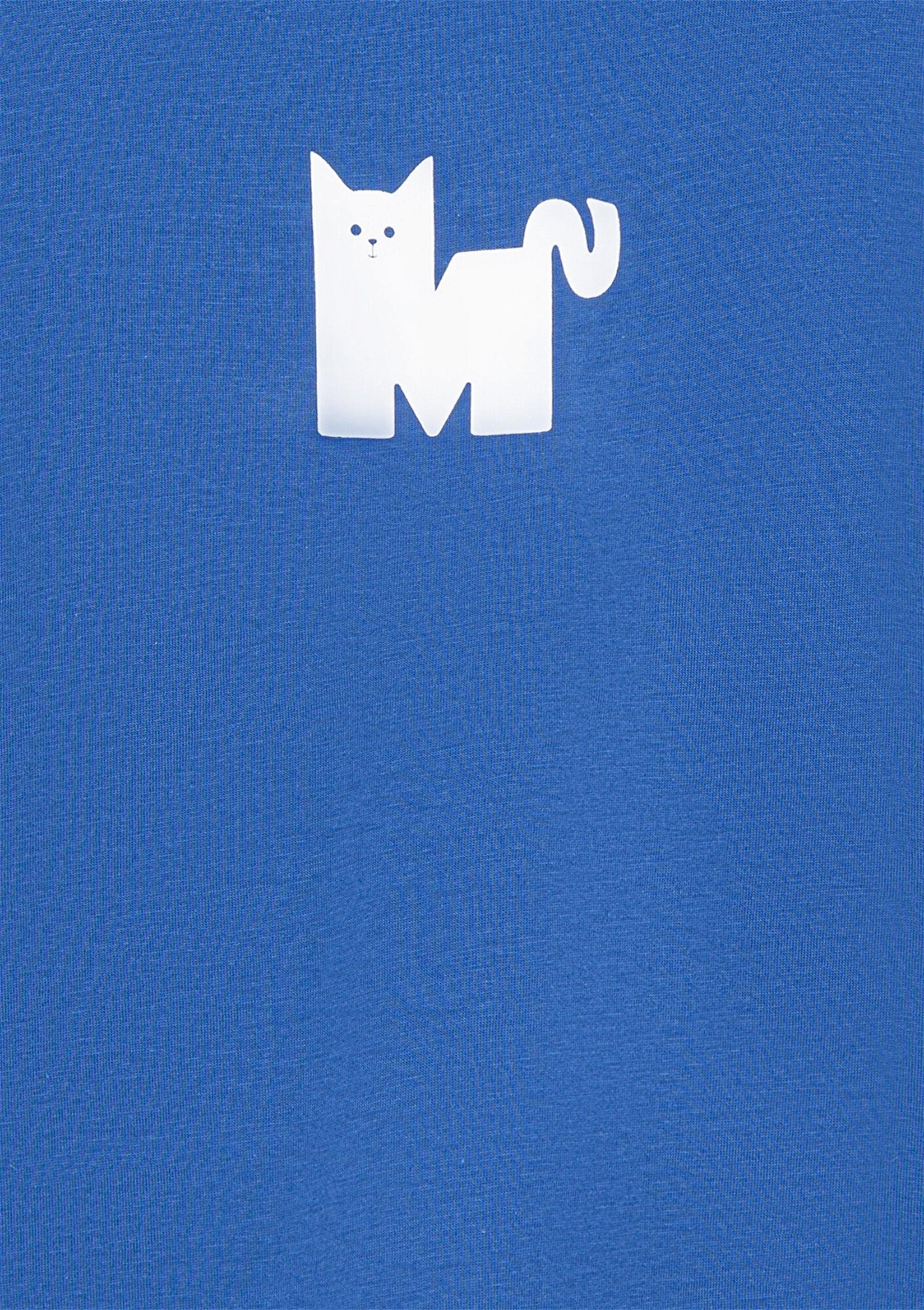 Mavi M Kedi Baskılı Mavi Crop Tişört Crop / Kısa Kesim 7610169-87162