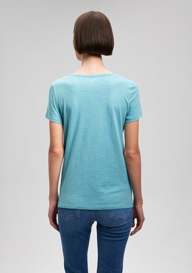  Mavi V Yaka Mavi Basic Tişört Slim Fit / Dar Kesim 168260-71778