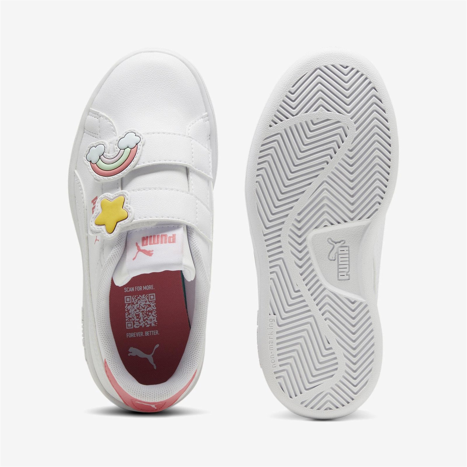 Puma Smash 3.0 Badges V Çocuk Beyaz Spor Ayakkabı