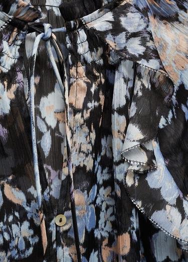  Mango Kadın Çiçek Desenli Dökümlü Bluz Siyah