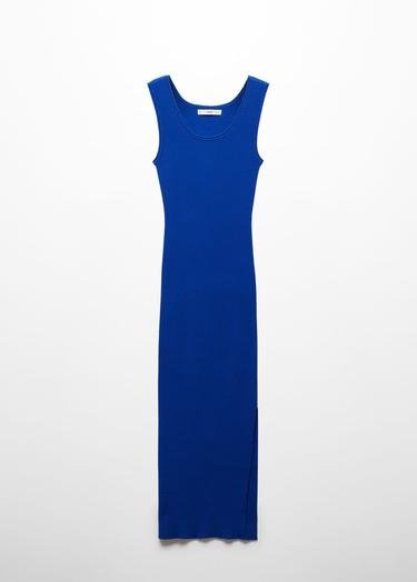  Mango Kadın Lastikli Midi Elbise Koyu Mavi