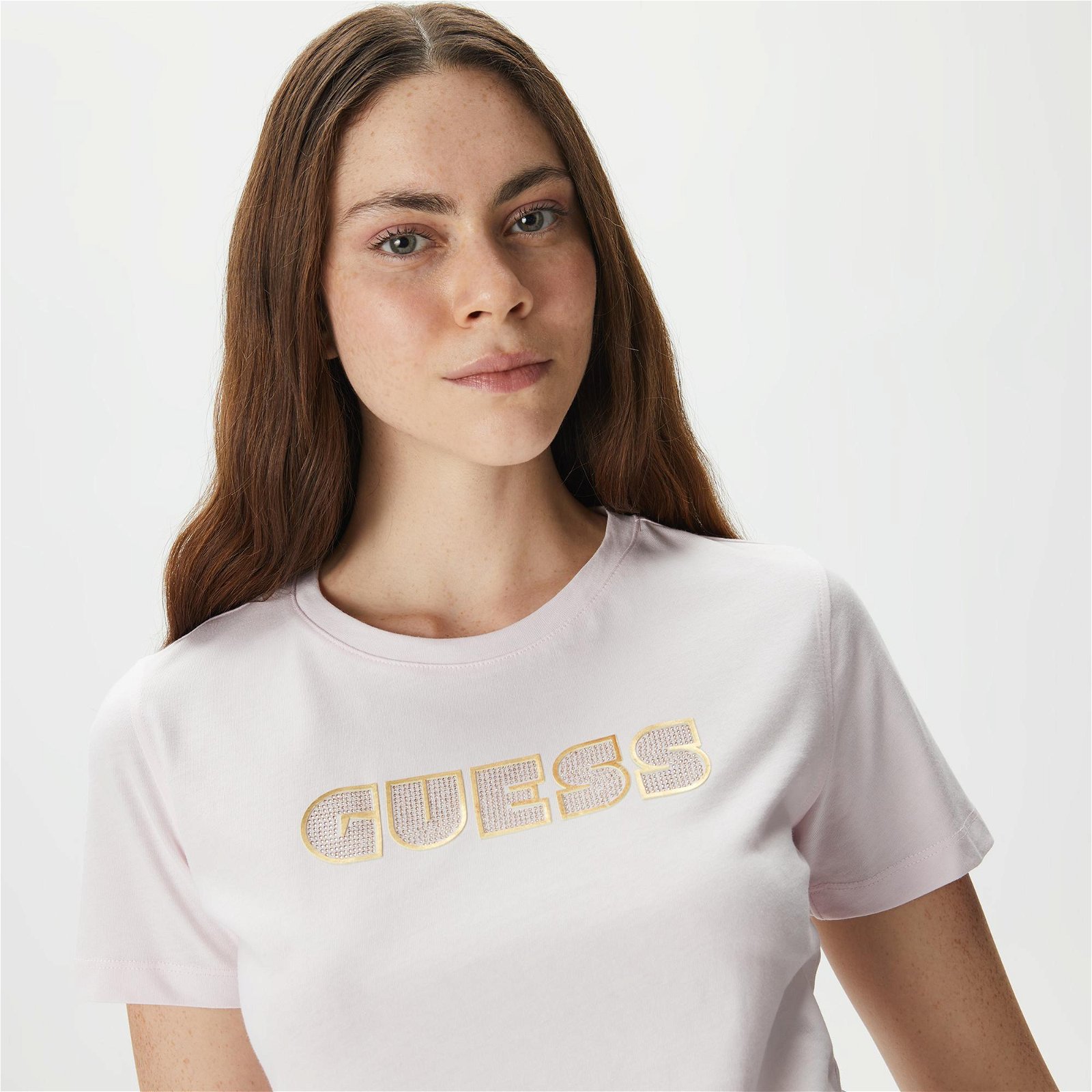 Guess Ss CN Glossy Kadın Pembe T-Shirt
