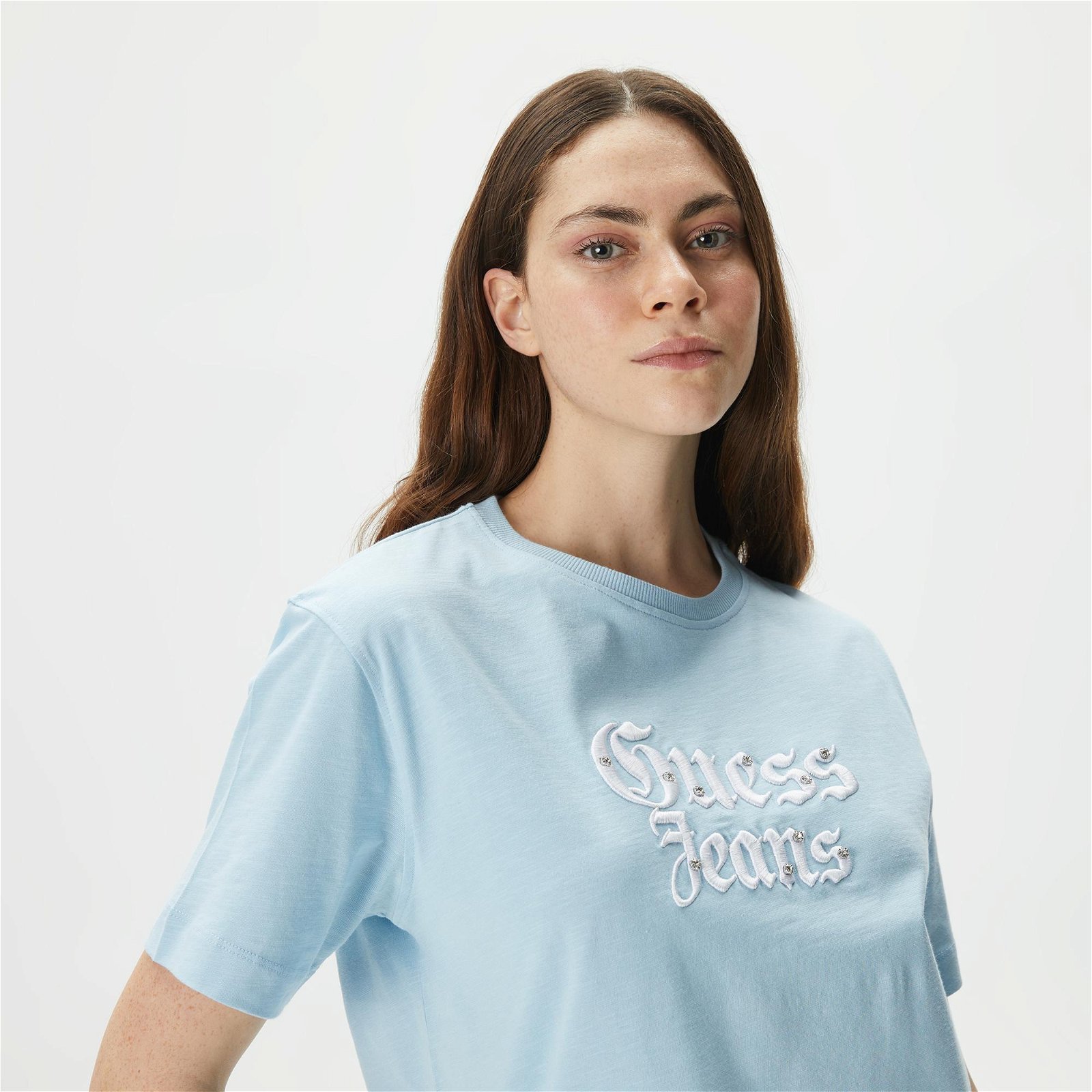 Guess Ss CN Gothic Kadın Mavi T-Shirt