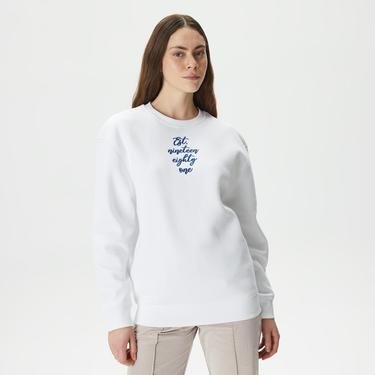  Guess CN Destiny Kadın Beyaz Sweatshirt