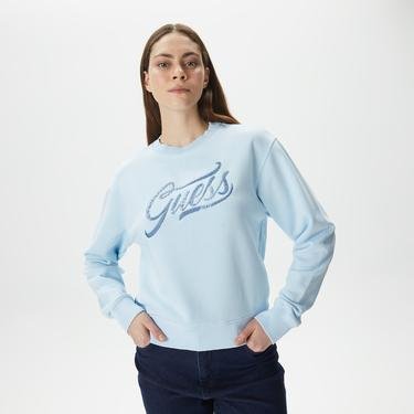  Guess CN Stones Kadın Mavi Sweatshirt