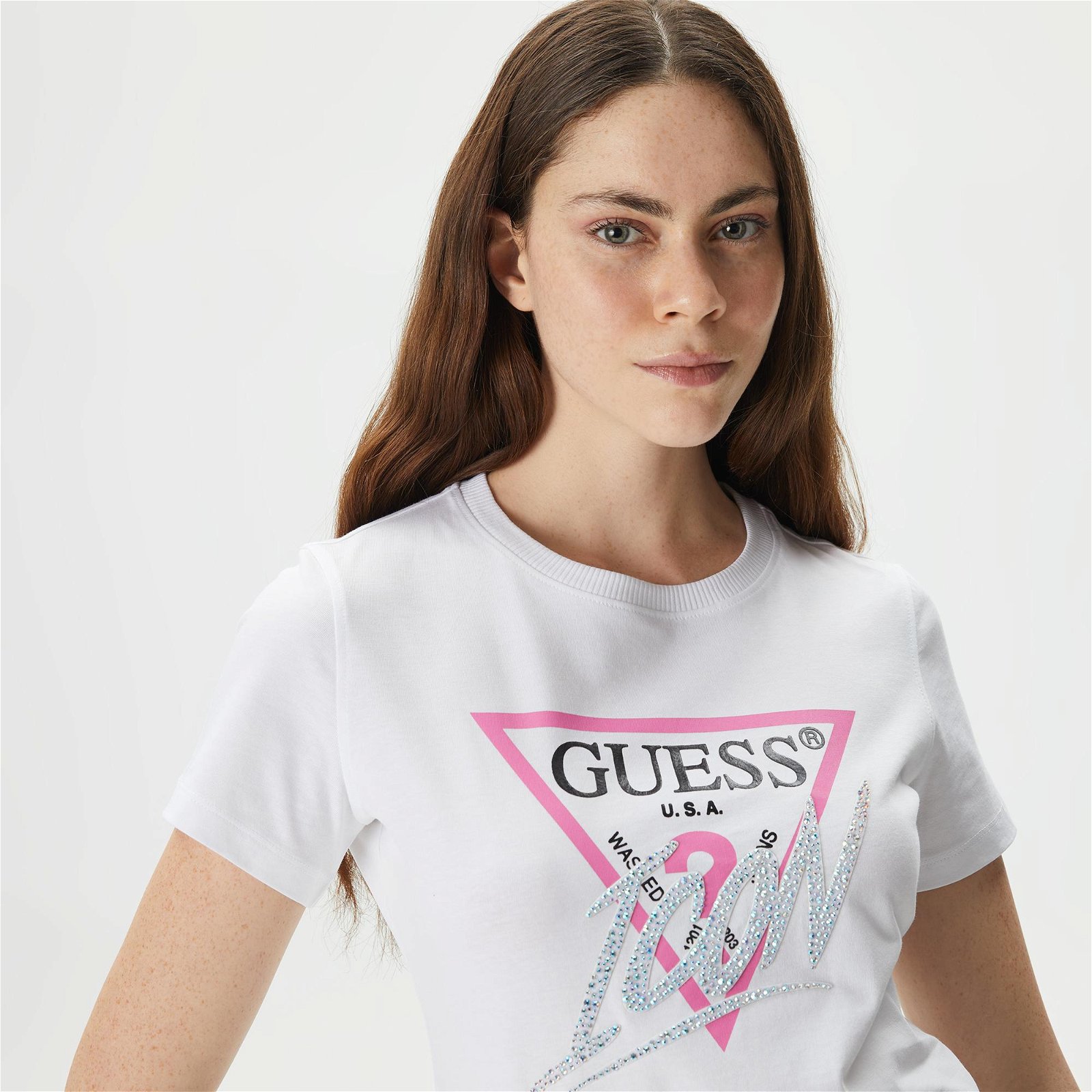 Guess Ss CN icon Kadın Beyaz T-Shirt