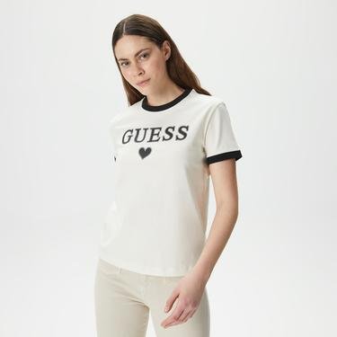  Guess Caryl Ss Kadın Beyaz T-Shirt