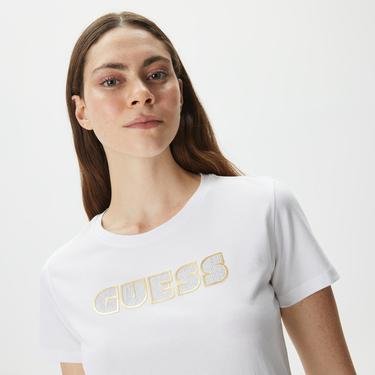  Guess Ss CN Glossy Kadın Beyaz T-Shirt