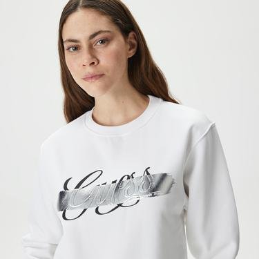 Guess CN Kadın Beyaz Sweatshirt