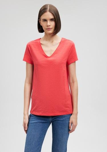  Mavi V Yaka Kırmızı Basic Tişört Slim Fit / Dar Kesim 168260-71083