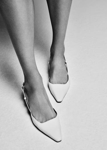  Mango Kadın Arkası Açık Topuklu Ayakkabı Beyaz