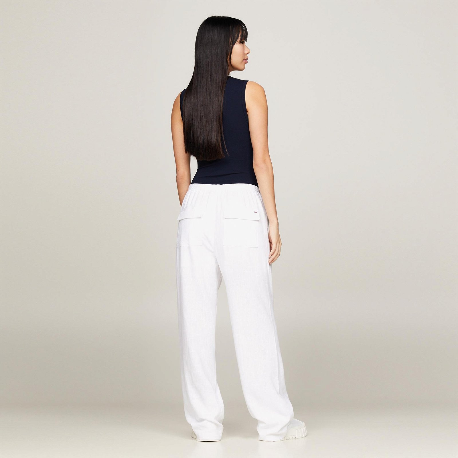 Tommy Jeans Harper Linen Kadın Beyaz Pantolon