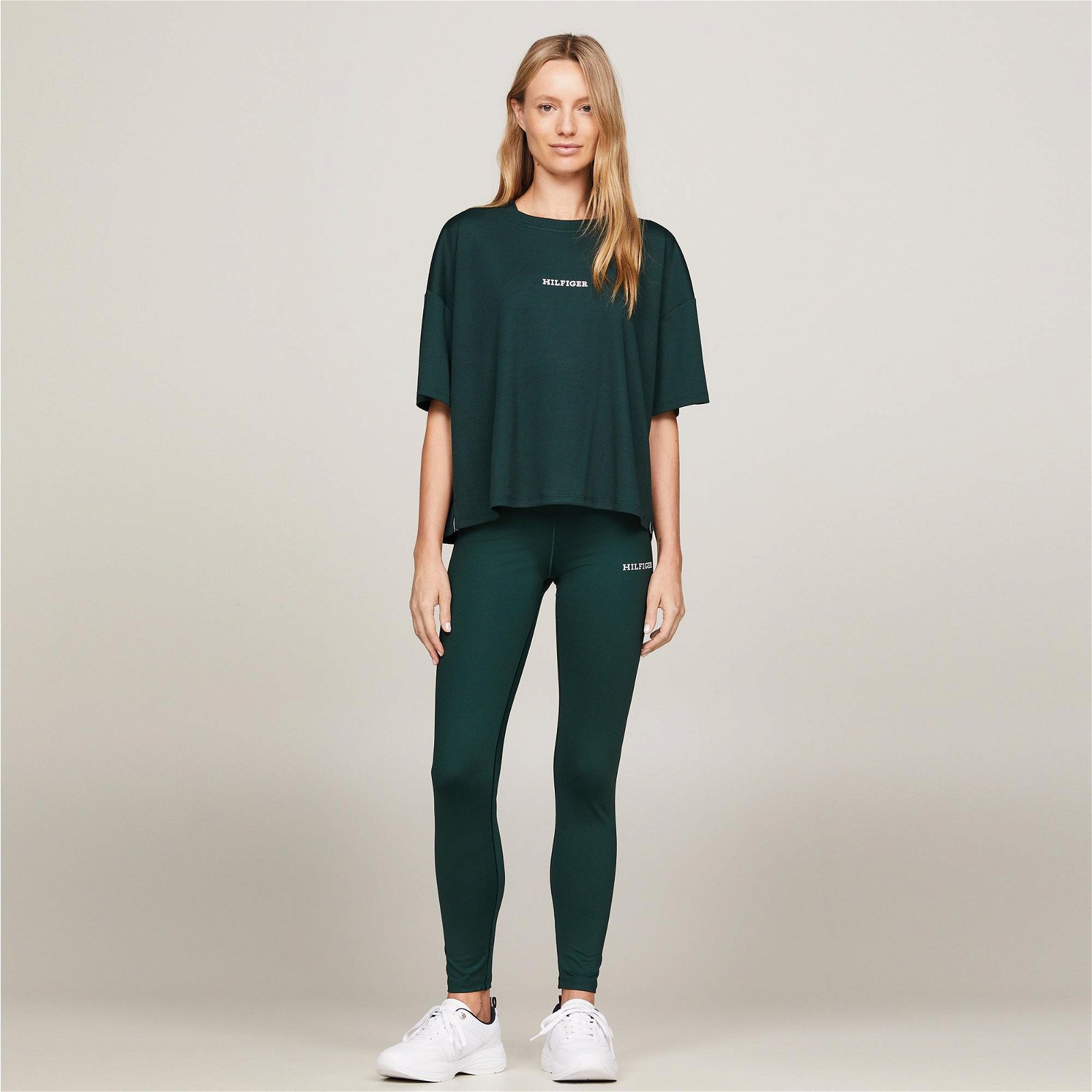 Tommy Hilfiger Monotype Relax Mesh Kadın Yeşil T-Shirt