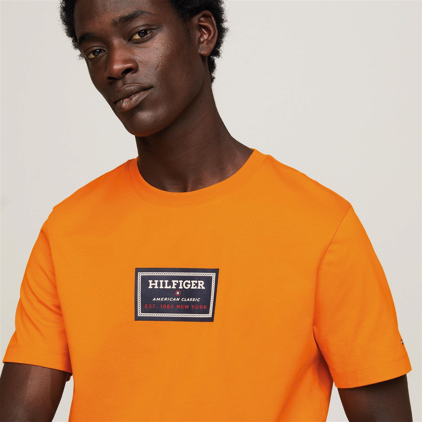 Tommy Hilfiger Label Print Erkek Turuncu T-Shirt