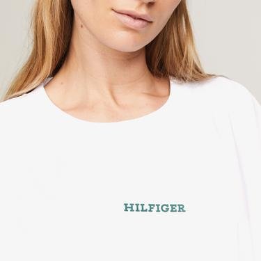  Tommy Hilfiger Monotype Relax Mesh Kadın Beyaz T-Shirt