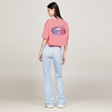  Tommy Jeans Ovs Crp Archive Ext Kadın Pembe Crop T-Shirt