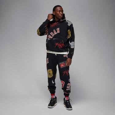  Jordan Essentials All Over Print Fleee Erkek Siyah Sweatshirt