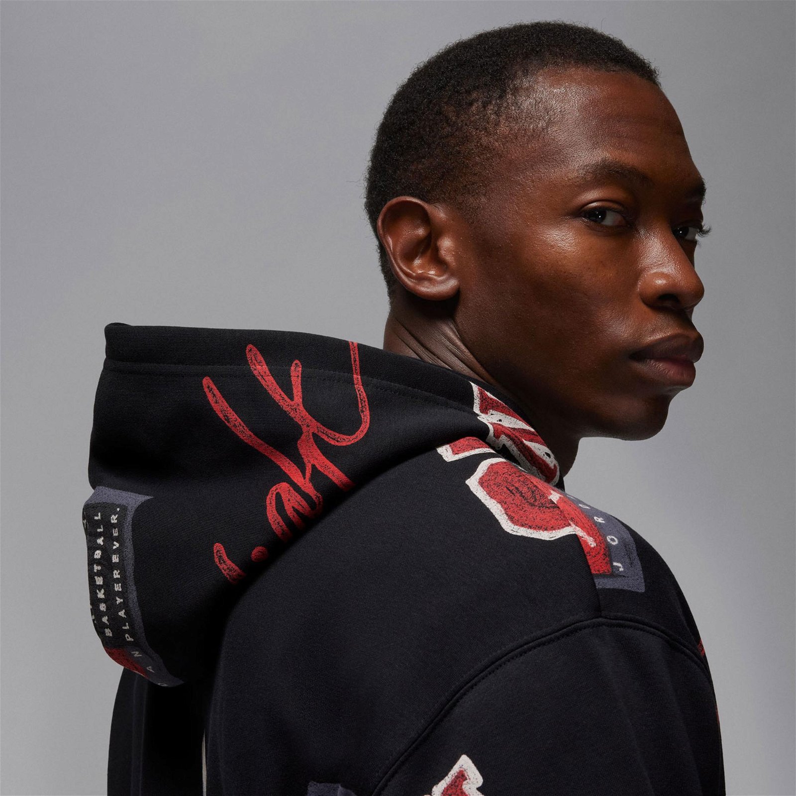 Jordan Essentials All Over Print Fleee Erkek Siyah Sweatshirt