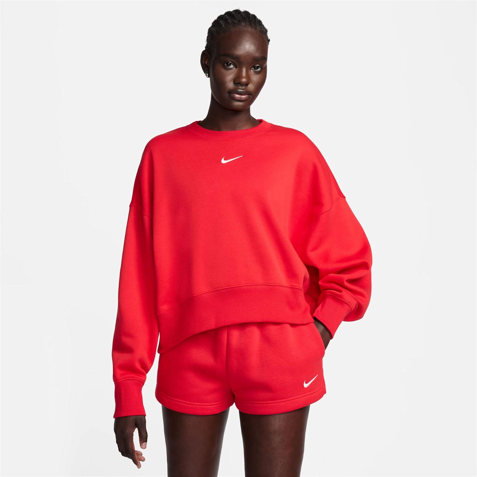 Nike Sportswear Phoenix Fleece Kadın Kırmızı Sweatshirt