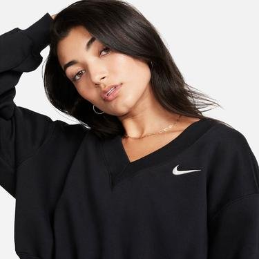  Nike Sportswear Phoenix Fleece Kadın Siyah Uzun Kollu T-Shirt