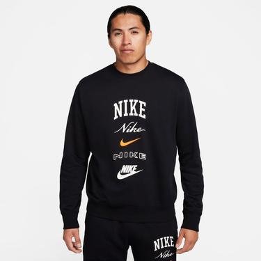  Nike Club Fleece Crew Stack Erkek Siyah Sweatshirt