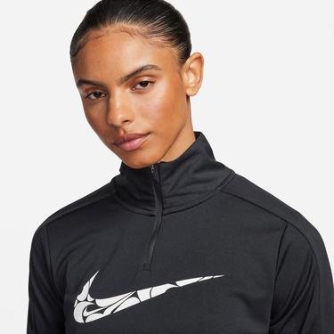  Nike Swoosh Dri-Fit Kadın Siyah Uzun Kollu T-Shirt