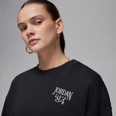 Jordan Brooklyn Fleece Kadın Siyah Uzun Kollu T-Shirt