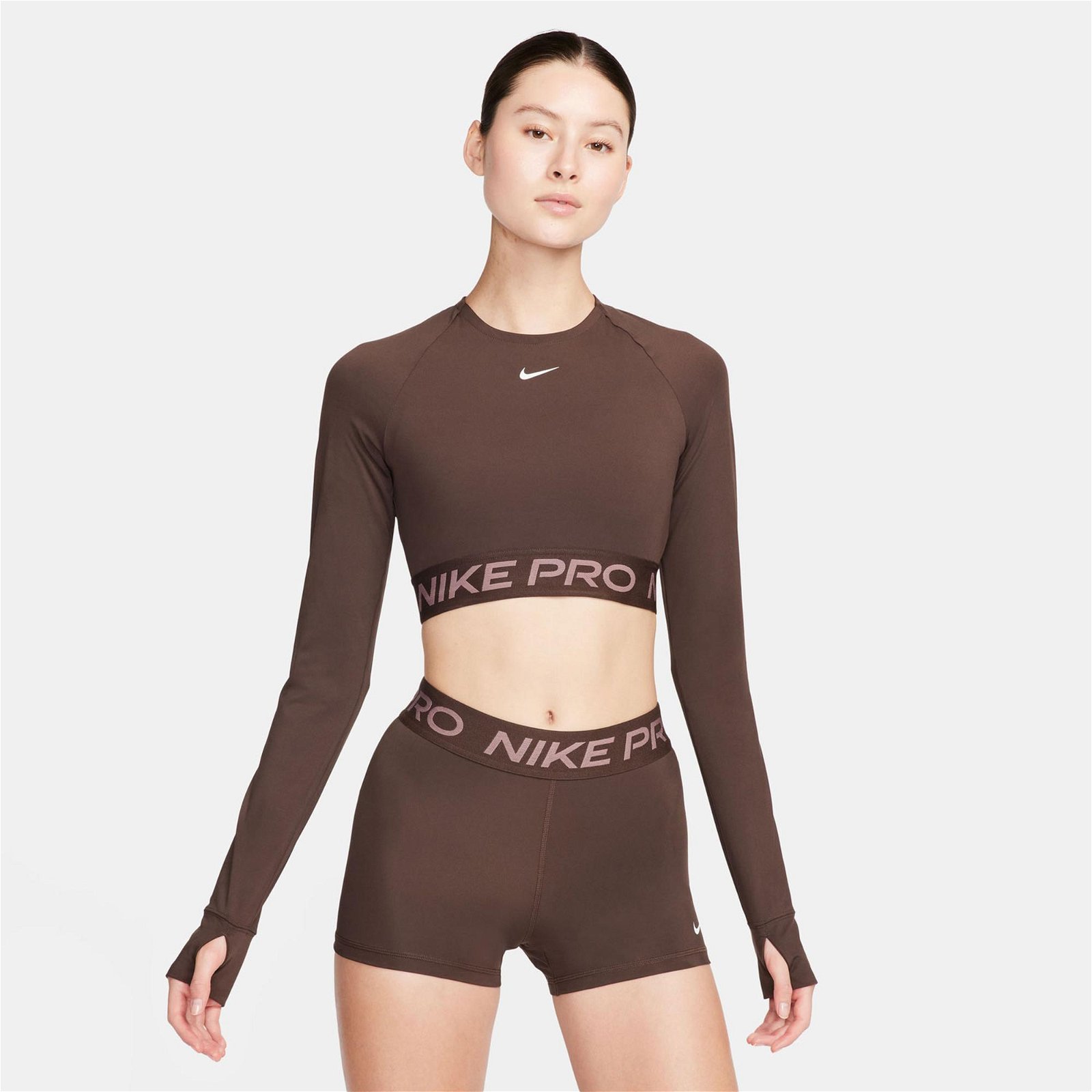 Nike Pro Dri-Fit 365 Kadın Kahverengi Uzun Kollu T-Shirt