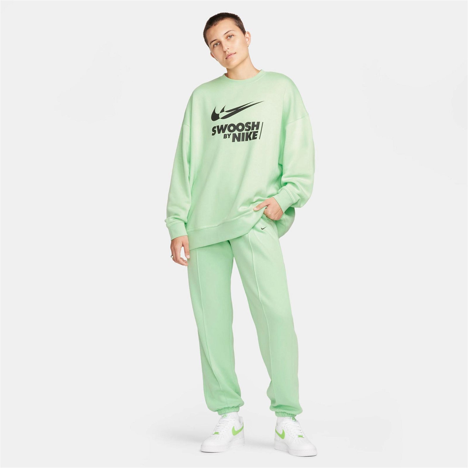 Nike Sportswear Fleece Oversize Kadın Yeşil Sweatshirt