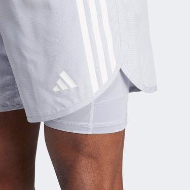  adidas Own the Run 3-Stripes 2-in-1 Erkek Beyaz Şort