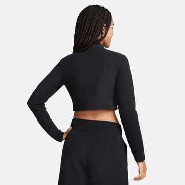  Nike Sportswear Phoenix Plush Kadın Siyah Uzun Kollu T-Shirt
