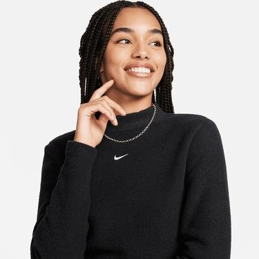  Nike Sportswear Phoenix Plush Kadın Siyah Uzun Kollu T-Shirt