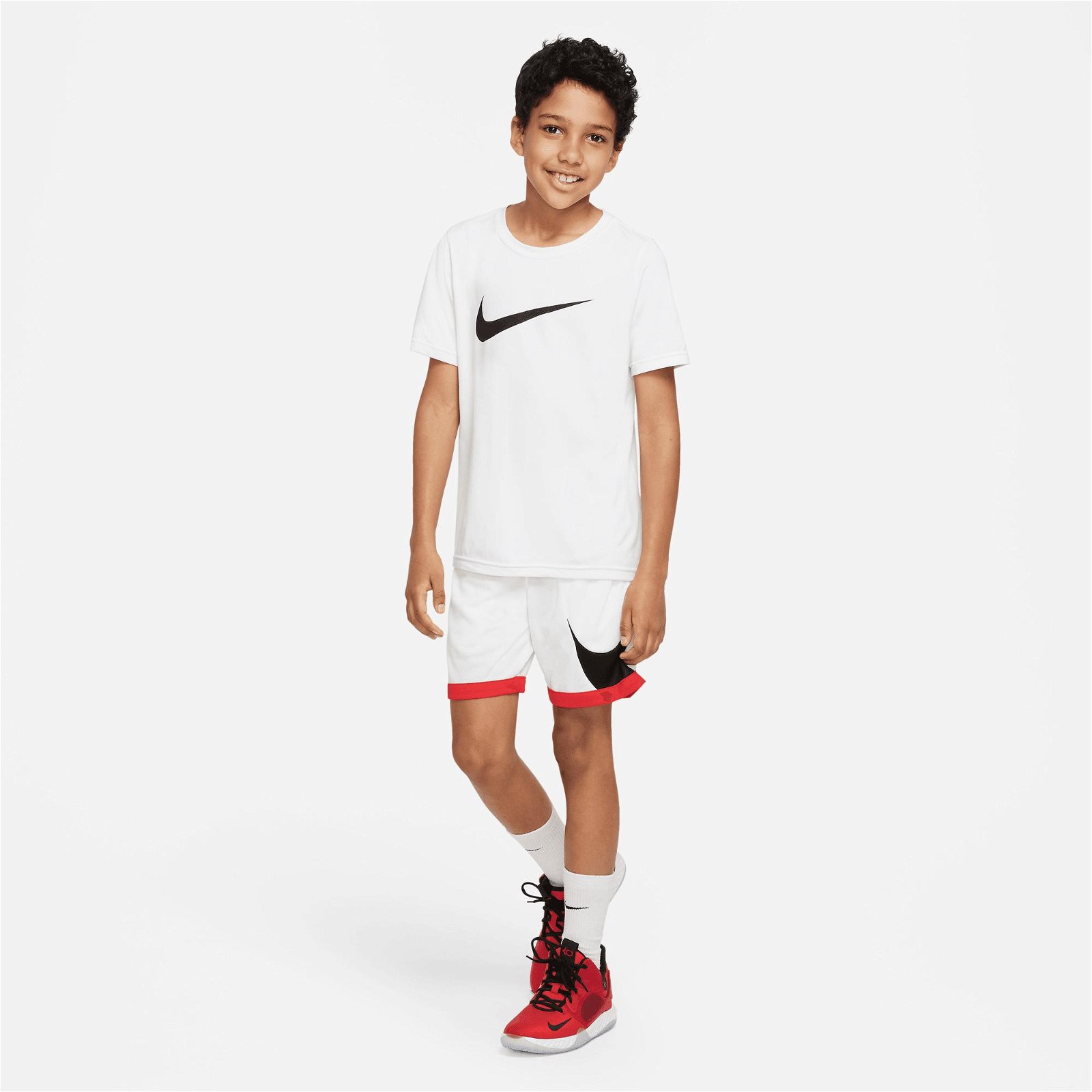 Nike Dri-Fit Basketball Çocuk Beyaz Şort