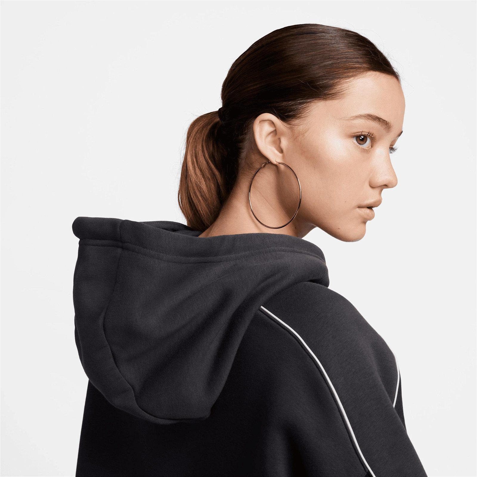 Nike Sportswear Fleece Oversize Kadın Gri Sweatshirt