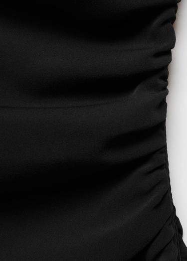  Mango Kadın Yan Yırtmaçlı Asimetrik Elbise Siyah