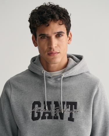  GANT Erkek Gri Regular Fit Kapüşonlu Logolu Sweatshirt