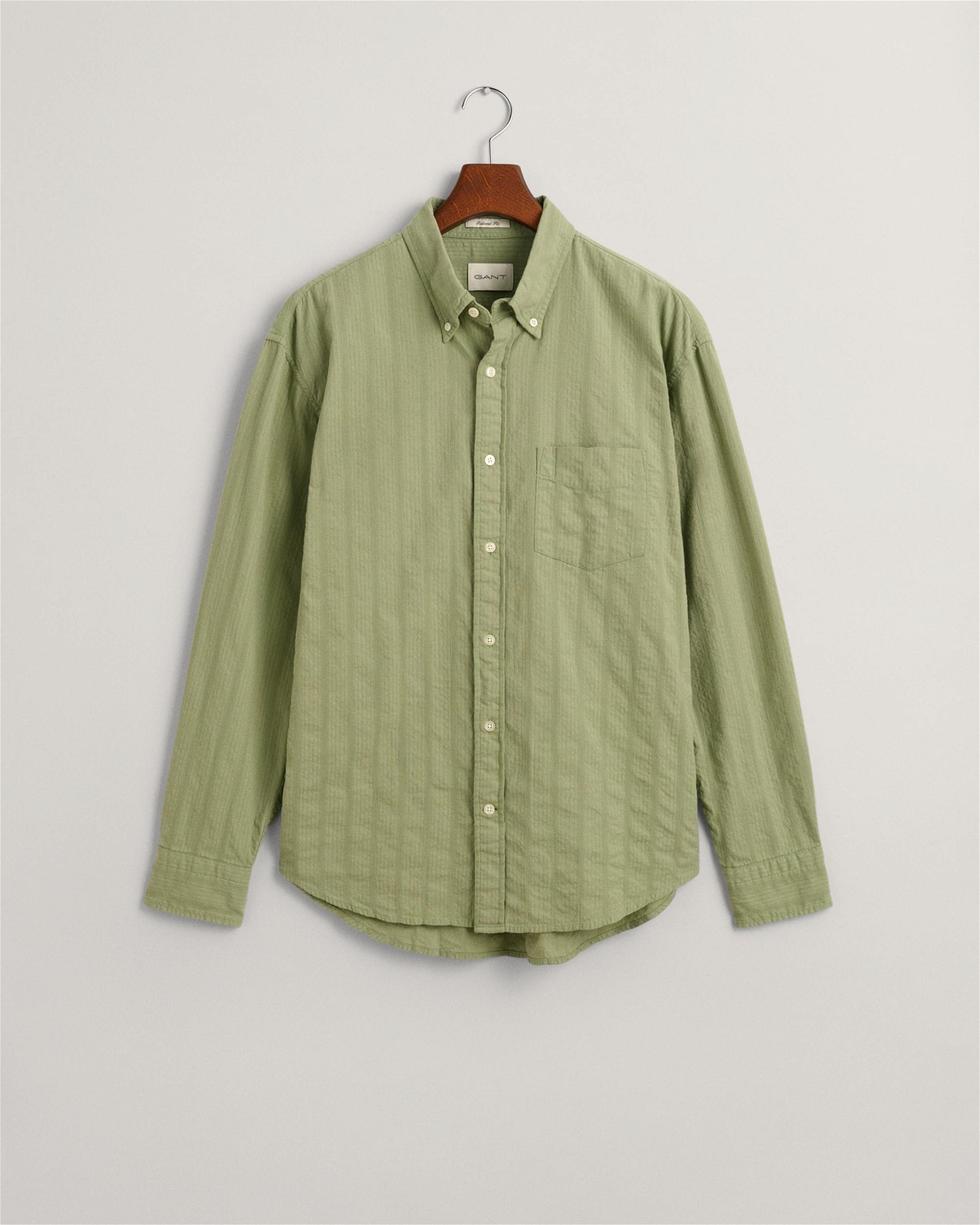 GANT Erkek Yeşil Relaxed Fit Düğmeli Yaka Çizgili Gömlek