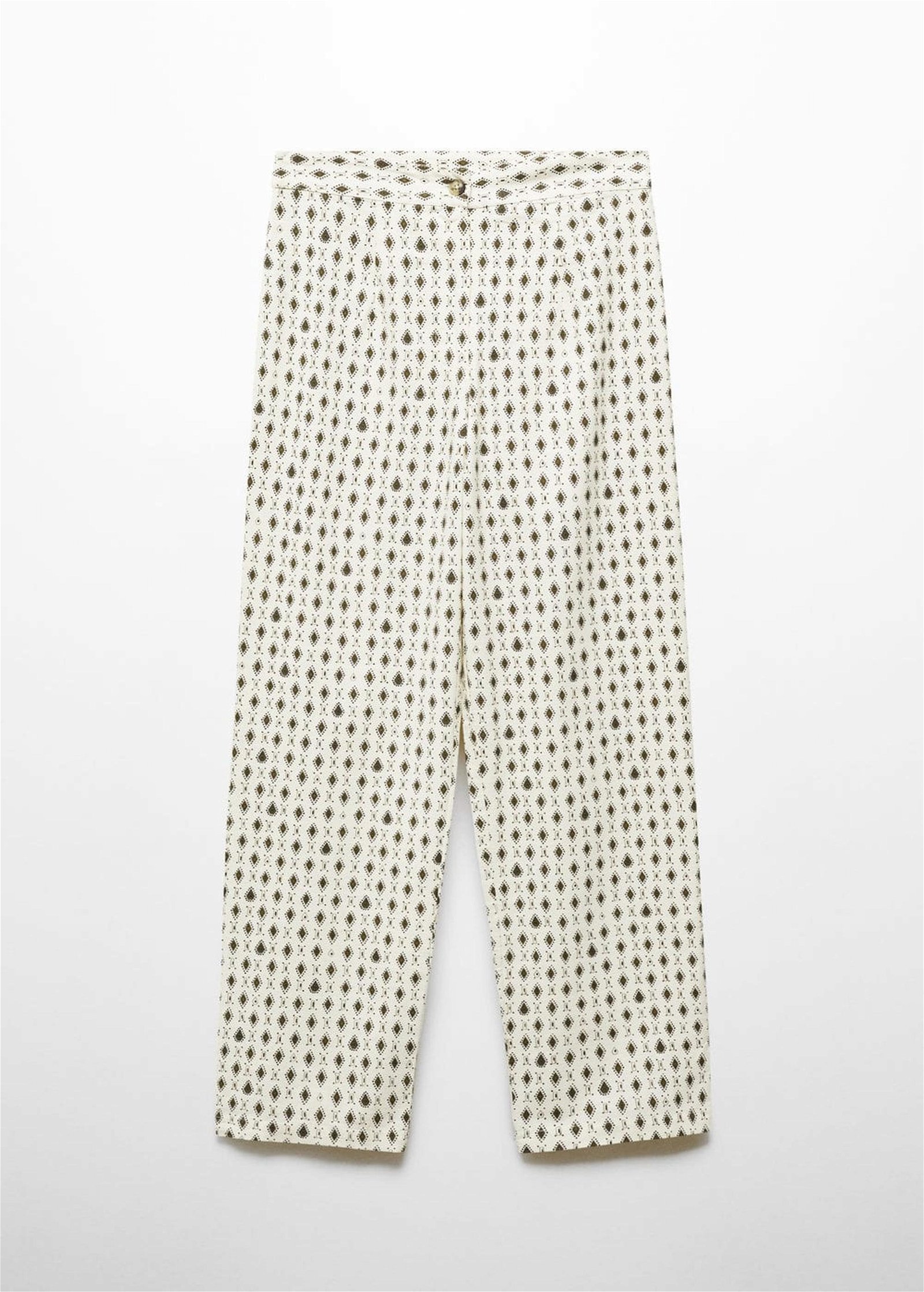 Mango Çocuk Geometrik Desenli Pantolon Kırık Beyaz