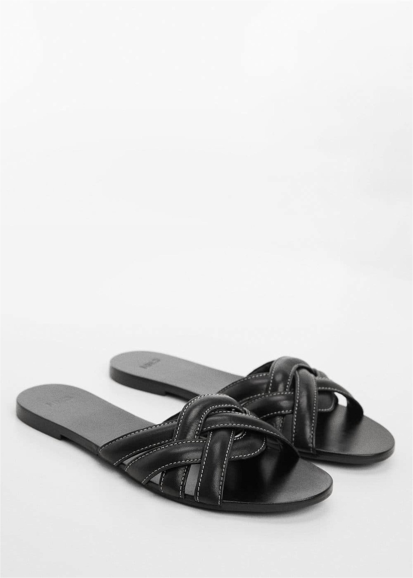 Mango Kadın Deri Bantlı Sandalet Siyah