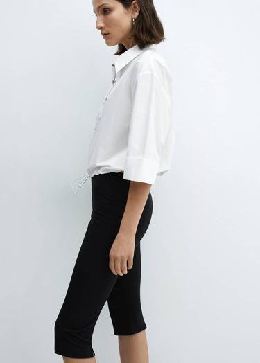  Mango Kadın Etek Ucu Ayarlanabilir Pamuklu Gömlek Beyaz